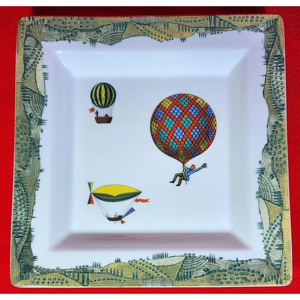 Rare Find ~ Rosenthal Classic Fornasetti Dekor Mongolfiere Square Plate ~Germany